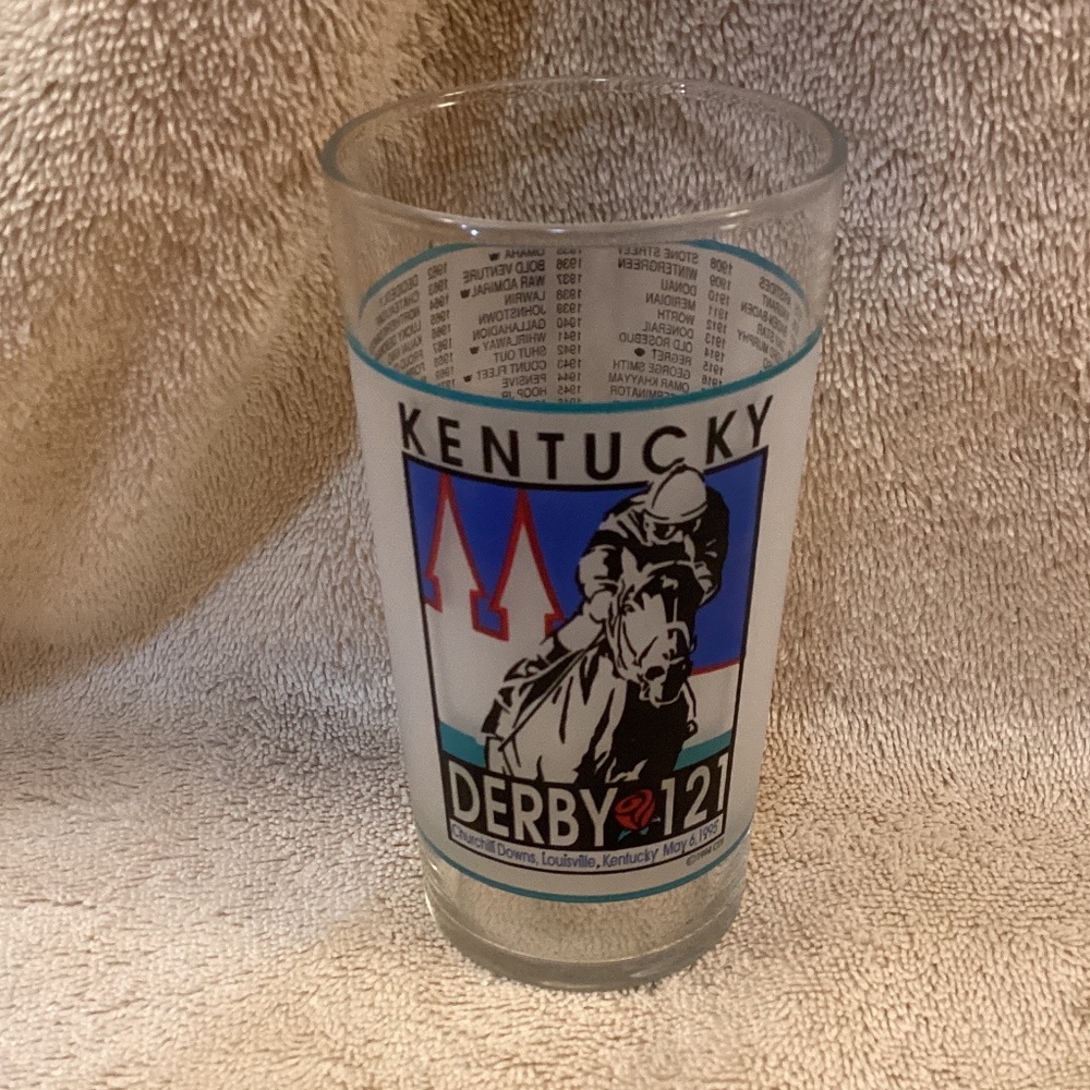 Vintage 1995 Kentucky Derby #121 Mint Julep Glass Cup Triple Crown Winner List